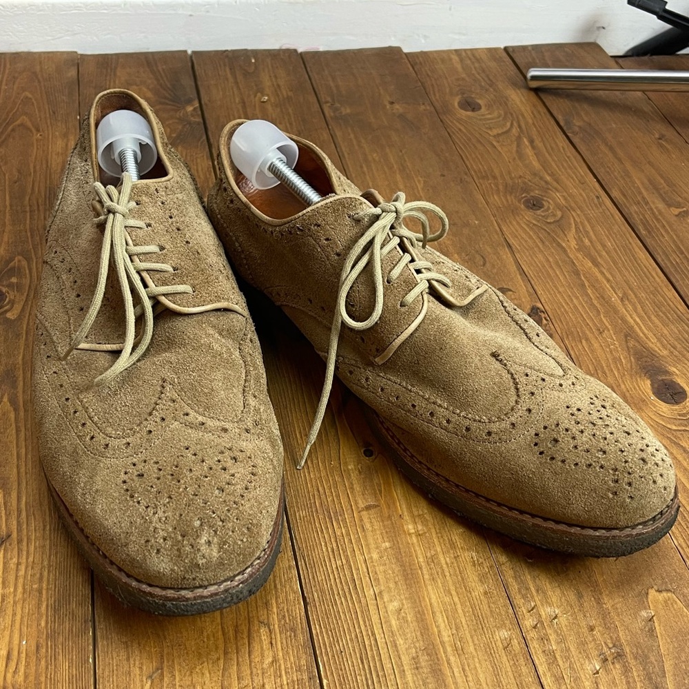 Peter Millar suede tan wingtip Oxford shoes gum soles Mens size 11